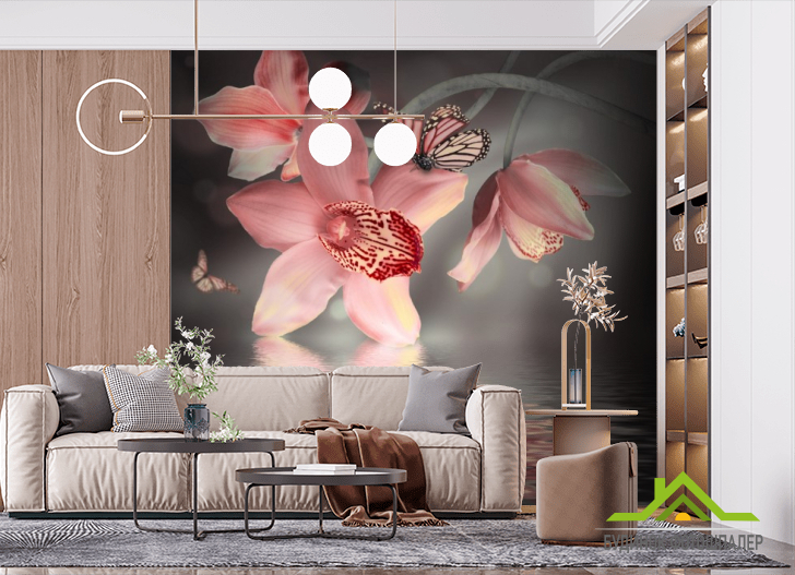 Фотообои Цветок с бабочкой