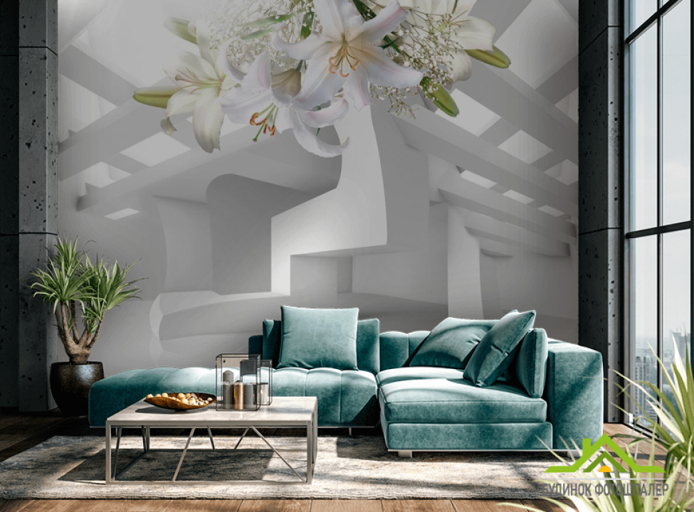 выбрать Фотошпалери 3d лілії Фотошпалери стереоскопічні на стіну