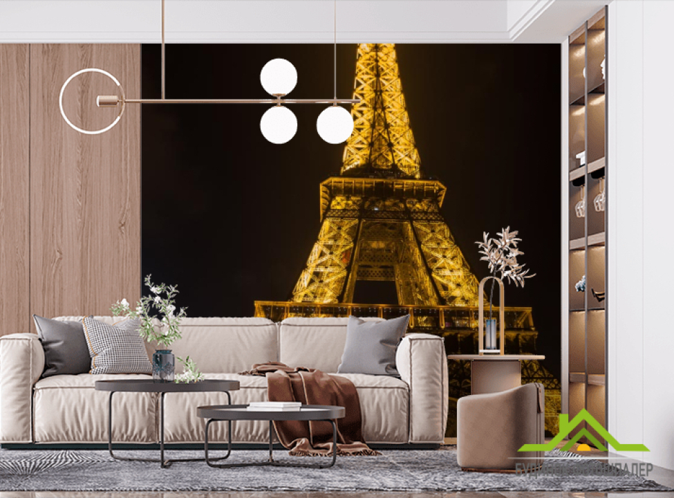 выбрать Фотошпалери Ейфелева вежа у вогнях Фотошпалери Париж на стіну