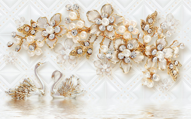 Фотошпалери Брошки і лебеді