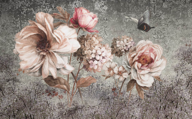 Фотошпалери Вінтажні коричневі квіти