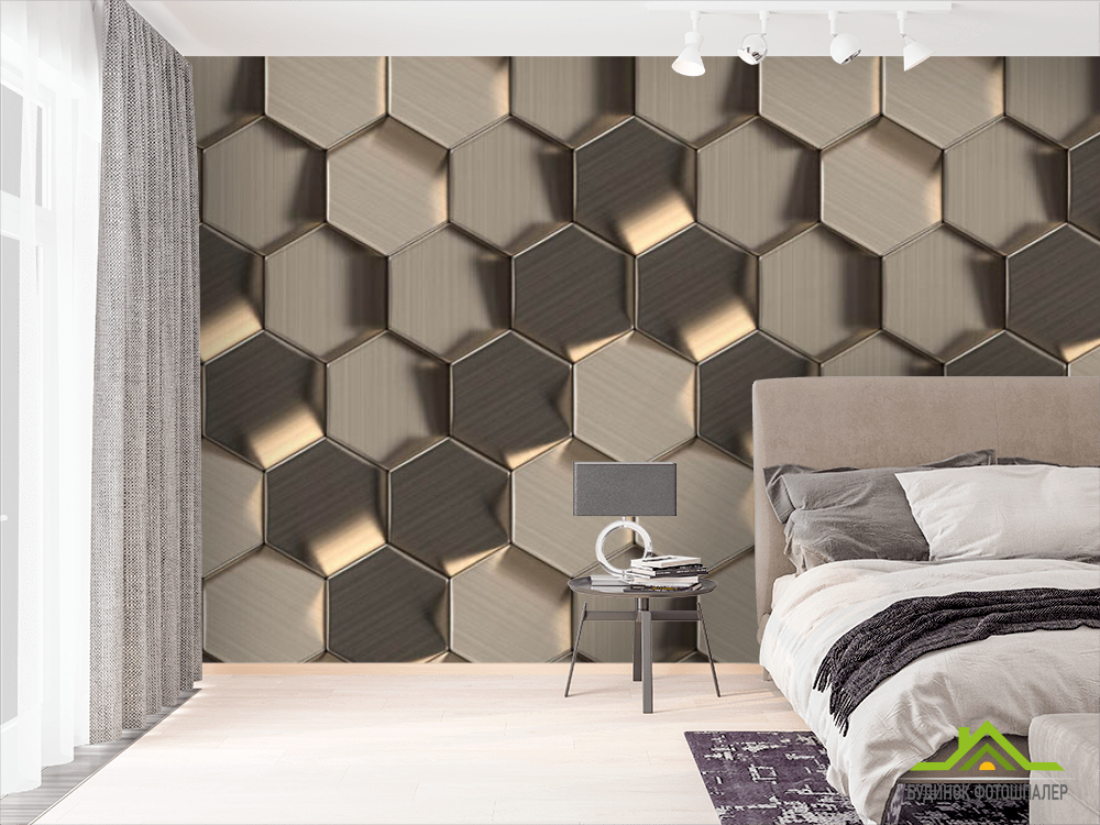 Фотошпалери шестигранники 3D панелей