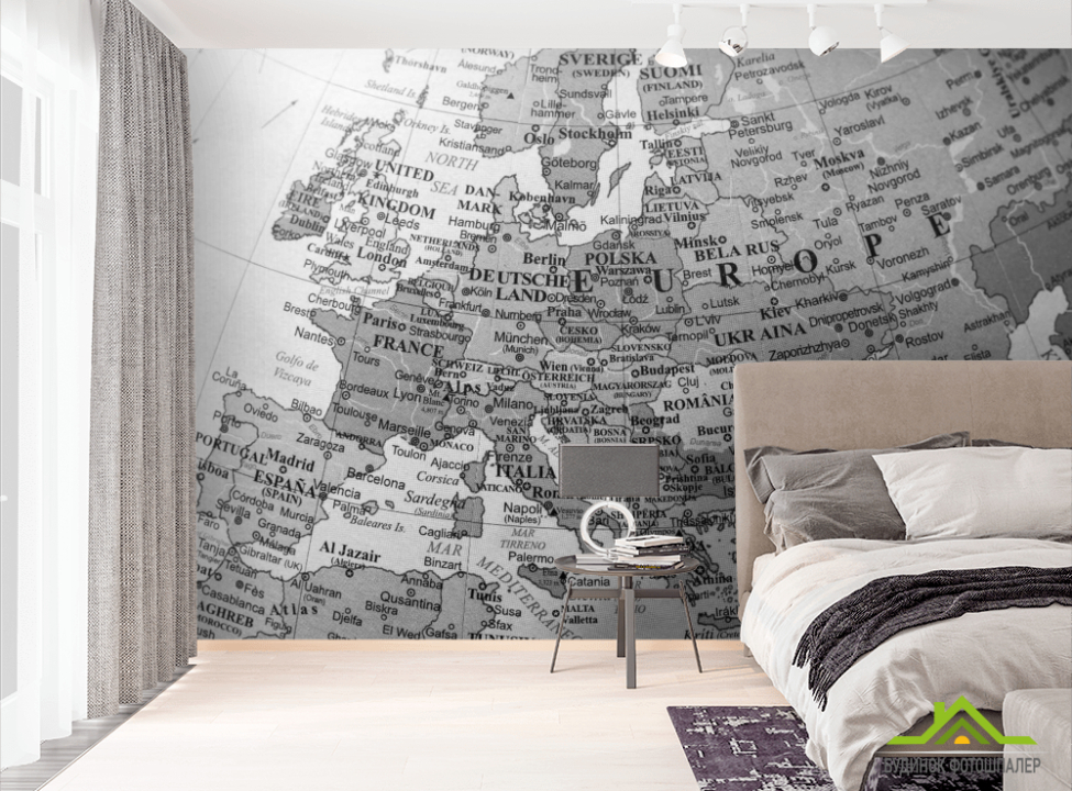 выбрать Фотообои Подробная карта Фотообои карта Мира на стену