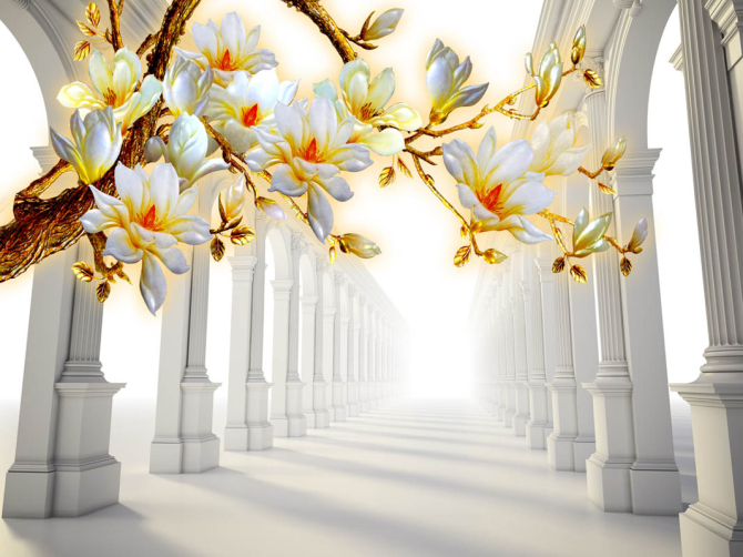 Фотообои Тоннель с веткой магнолии