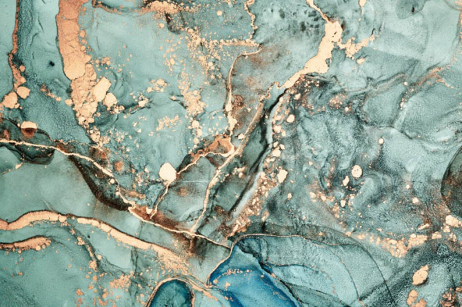 Фотошпалери Бірюзовий флюїд з золотом