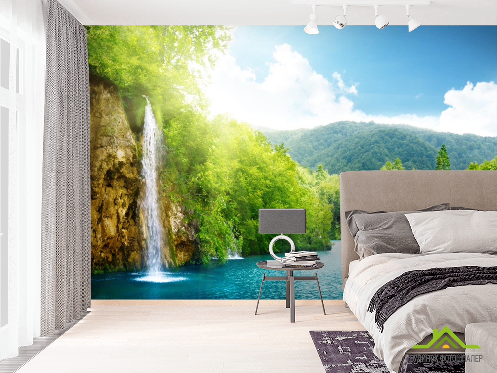Фотообои водопад в горах