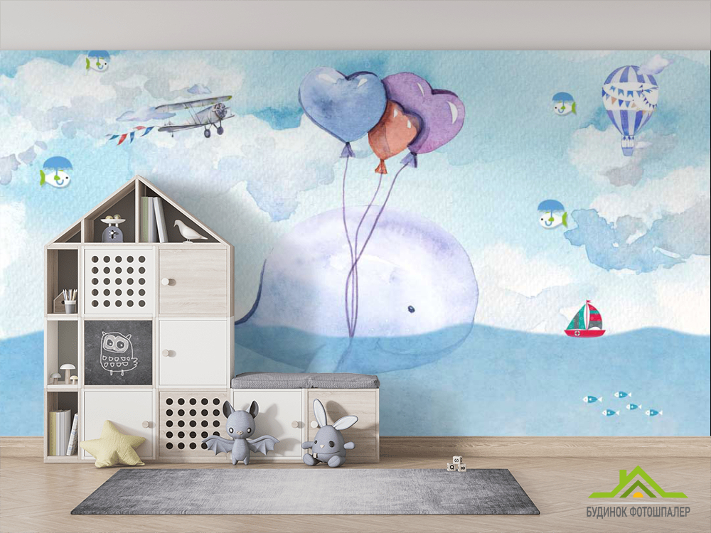 Фотообои Кит с воздушным шариком