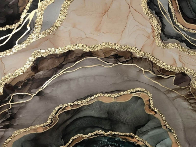 Фотошпалери Коричневий fluid art з золотом