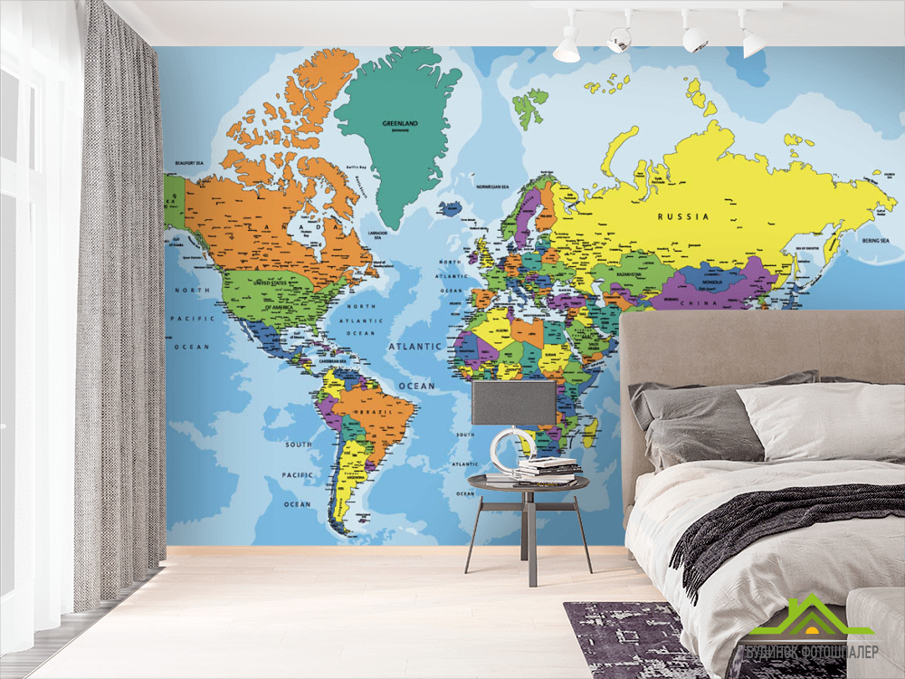 Фотообои Карта мира на английском
