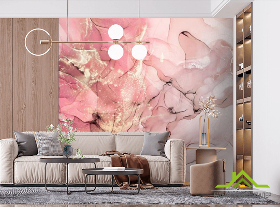 выбрать Фотошпалери Рожевий флюїд з золотом Фотошпалери Fluid art на стіну