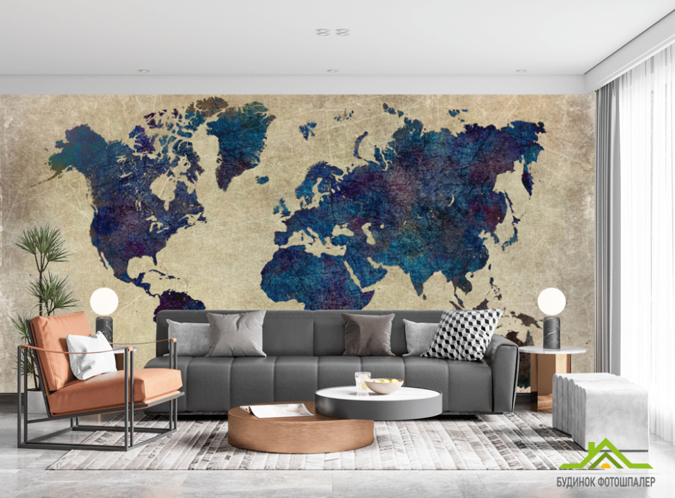 выбрать Фотошпалери Карта вінтажна Фотошпалери карта Світу на стіну
