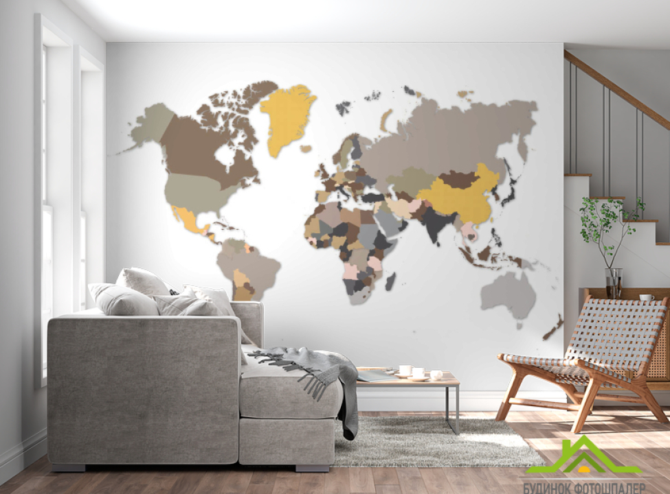 выбрать Фотообои Разноцветная карта Фотообои карта Мира на стену