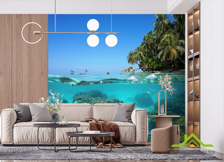 Фотообои Море, кораллы и пальмы