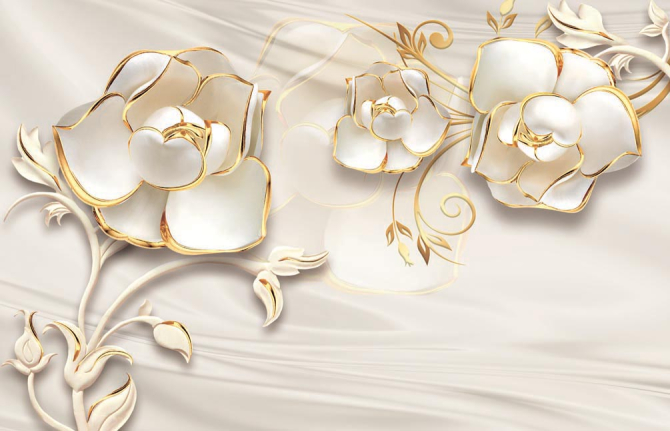 Фотообои Белые цветы 3d