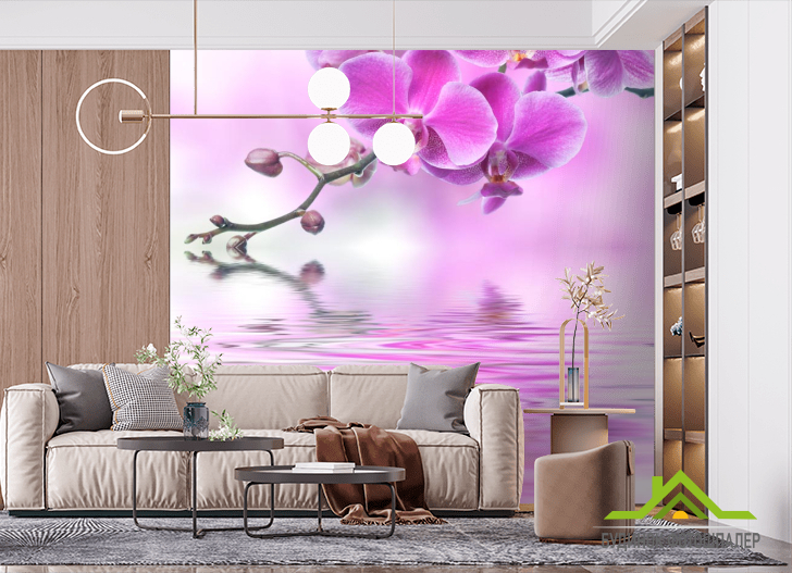 Фотошпалери рожева орхідея над водою