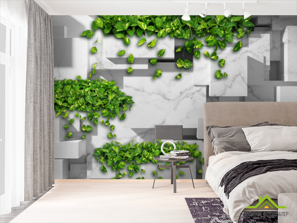 Фотошпалери 3Д стіна з квітами