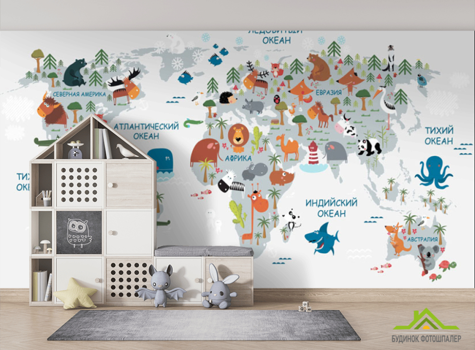 выбрать Шпалери в дитячу Карта Фотошпалери Розвиваючі карти на стіну