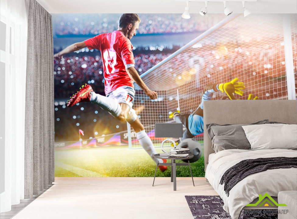 выбрать Фотообои футболисты у ворот Фотообои Спорт на стену
