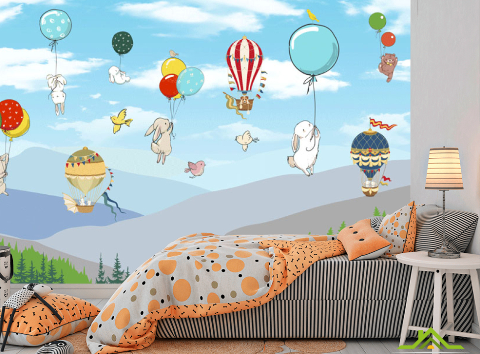 выбрать Фотообои Звери на воздушных шариках Фотообои в детскую на стену