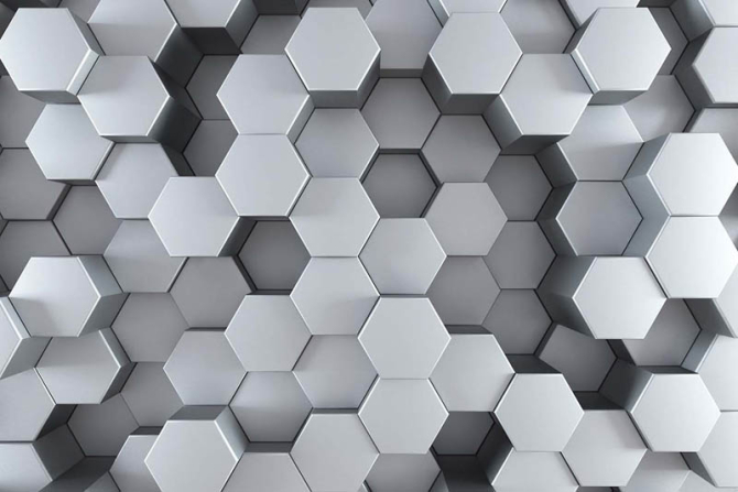 Фотошпалери сірі 3Д шестикутники