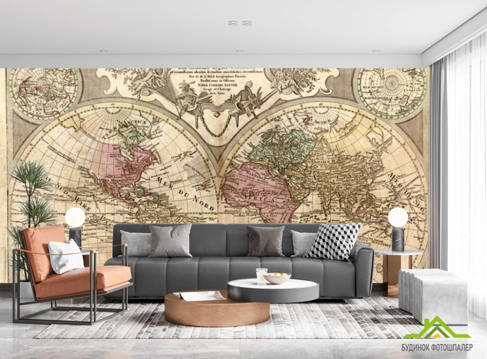 выбрать Фотообои Винтажная карта Фотообои карта Мира на стену