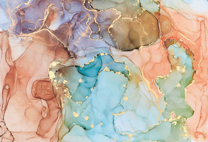 Фотошпалери кольоровий флюїд з золотом