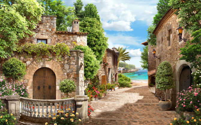 Фотошпалери Фреска з вуличкою