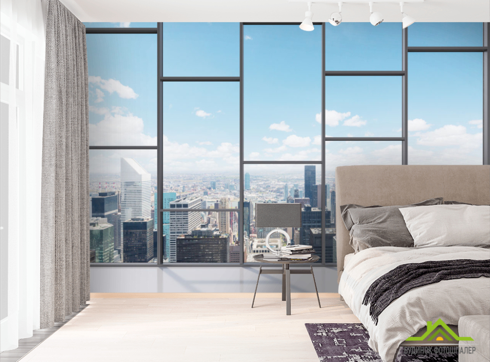 выбрать Фотошпалери Вид з вікна на місто Фотошпалери Вид з вікна на стіну