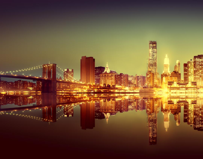 Фотообои город желтые огни