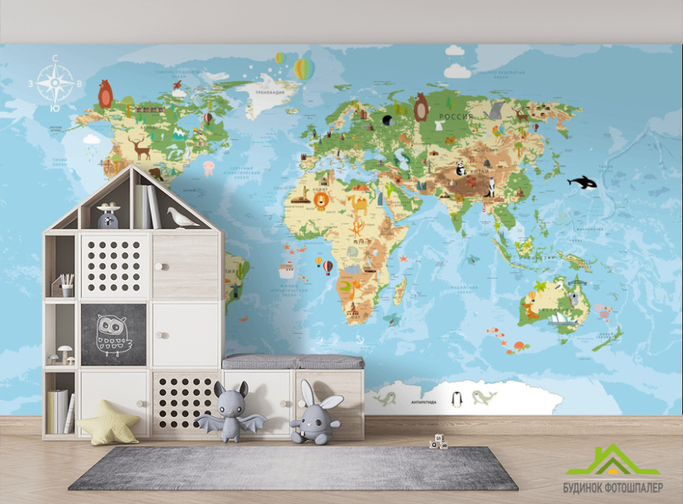 выбрать Шпалери в дитячу Карта Фотошпалери Розвиваючі карти на стіну