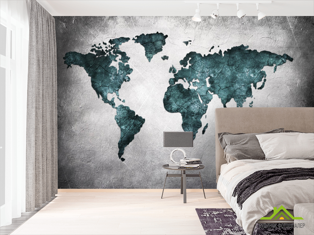 Фотошпалери Материки на бетоні