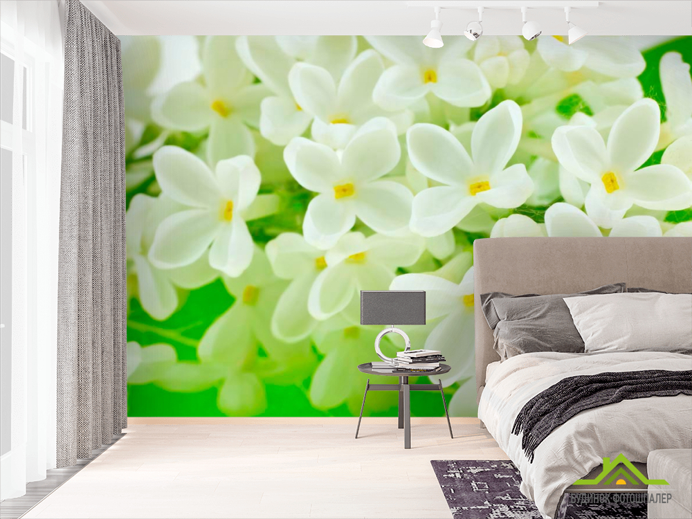 Фотообои Маленькие беленькие цветочки
