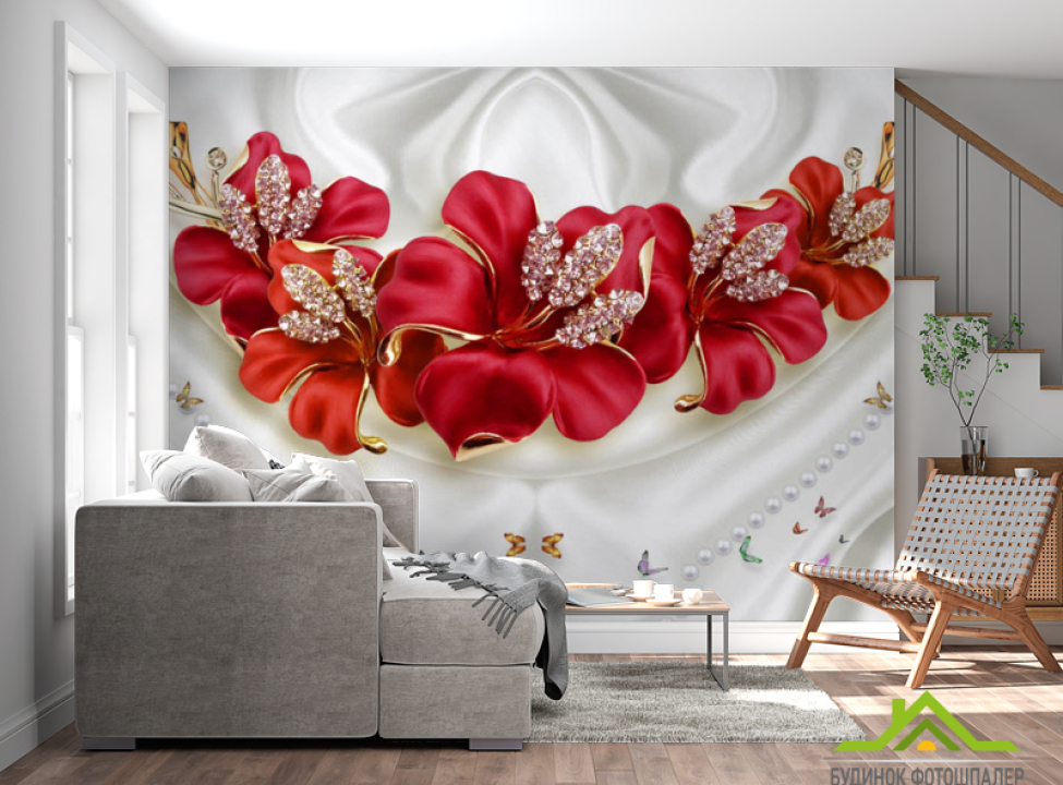 выбрать Фотообои современные 3D Стерео цветы Фотообои разные на стену