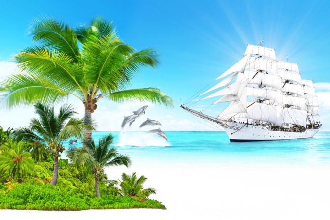 Фотообои Пиратский корабль в море