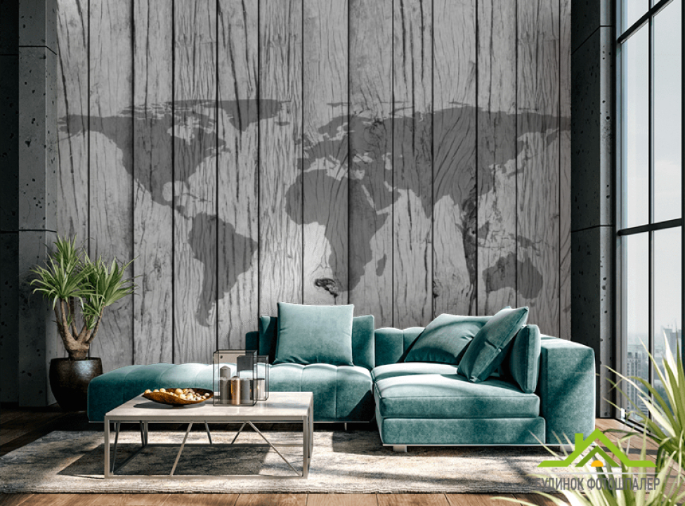 выбрать Фотообои Карта на фоне дерева Фотообои карта Мира на стену