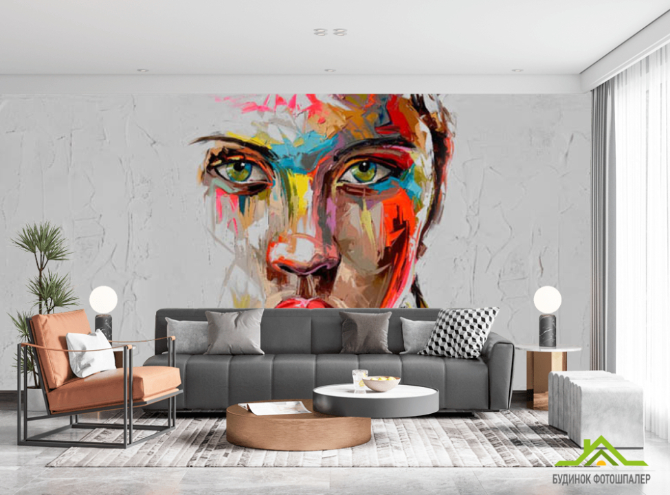 выбрать Фотообои Лицо девушки красками Фотообои в салон красоты на стену