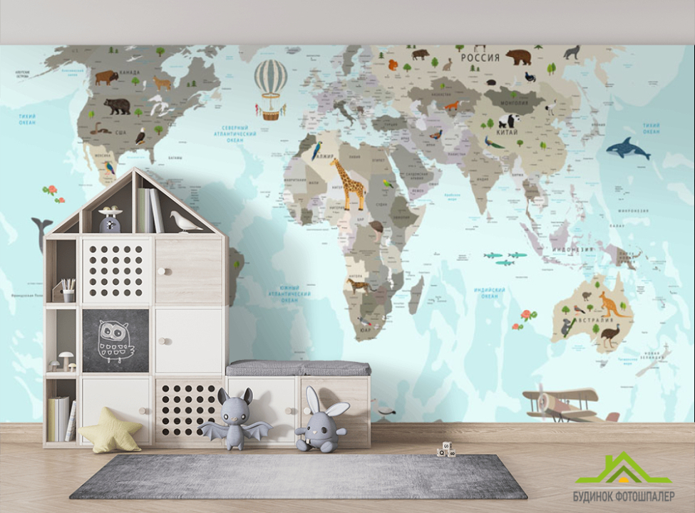 выбрать Шпалери в дитячу Карта Фотошпалери Розвиваючі карти на стіну