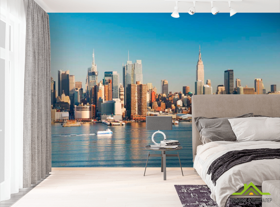 выбрать Фотошпалери Ранковий місто, причал Фотошпалери Місто на стіну