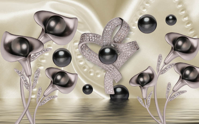 Фотошпалери 3д квіти з камінням