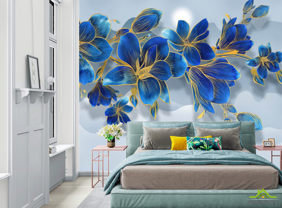 выбрать Фотошпалери Сині квіти 3д фотошпалери в спальню на стіну