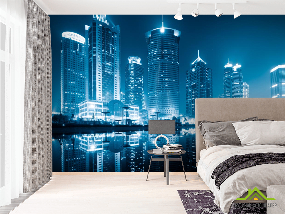Фотообои синий вечерний город