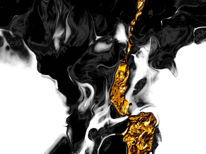 Фотошпалери Чорний флюїд з золотом