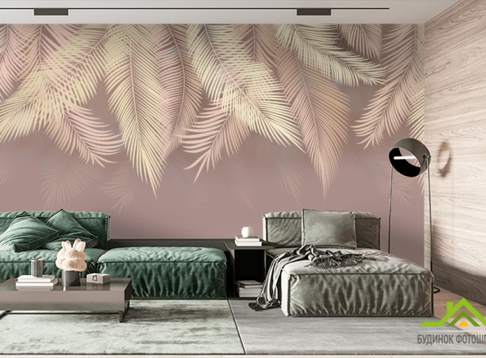 выбрать Фотообои графические  пальмовые листья Фотообои Дизайнерские листья на стену