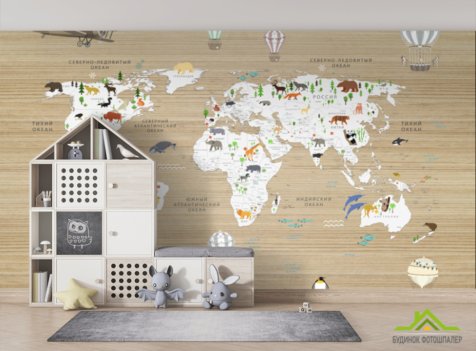 выбрать Шпалери в дитячу Карта Фотошпалери Розвиваючі карти на стіну