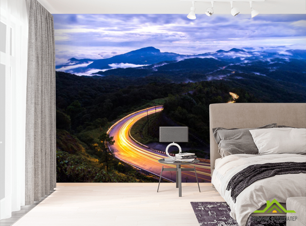 выбрать Фотообои горная вечерняя дорога Фотообои Природа на стену