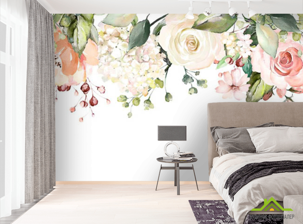 выбрать Фотошпалери акварельні квіти зі стелі Фотошпалери Квіти на стіну
