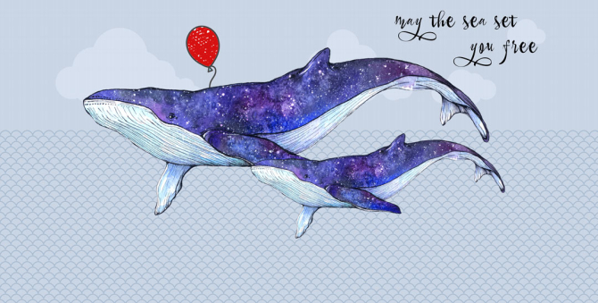 Фотообои Синие киты