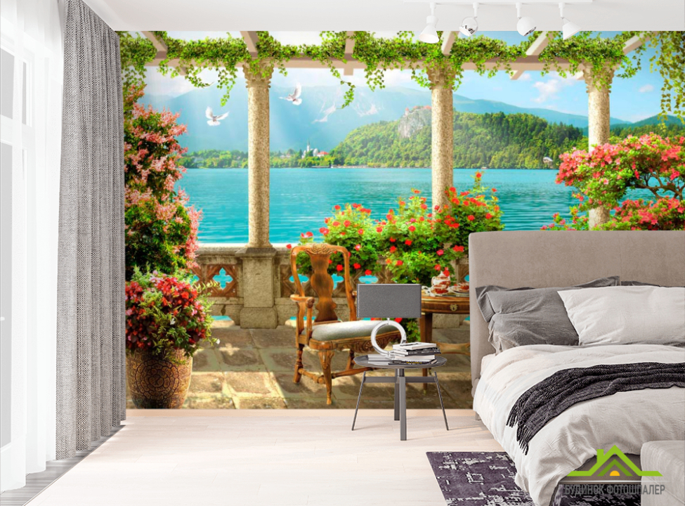 выбрать Фотообои Море, стул, стол, терраса Фотообои Фрески на стену