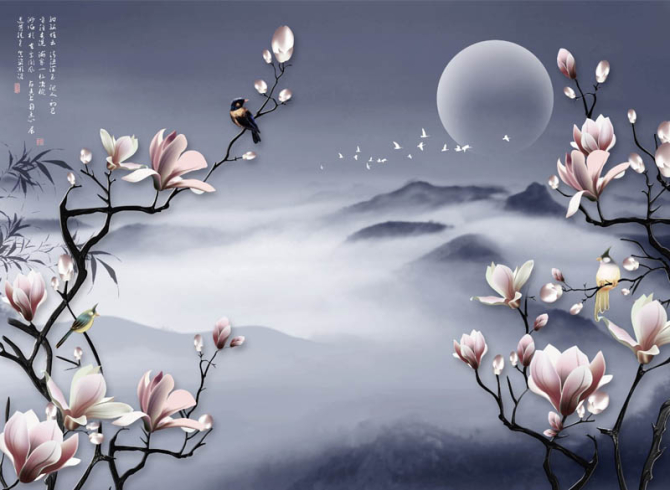 Фотообои Магнолии в восточном стиле