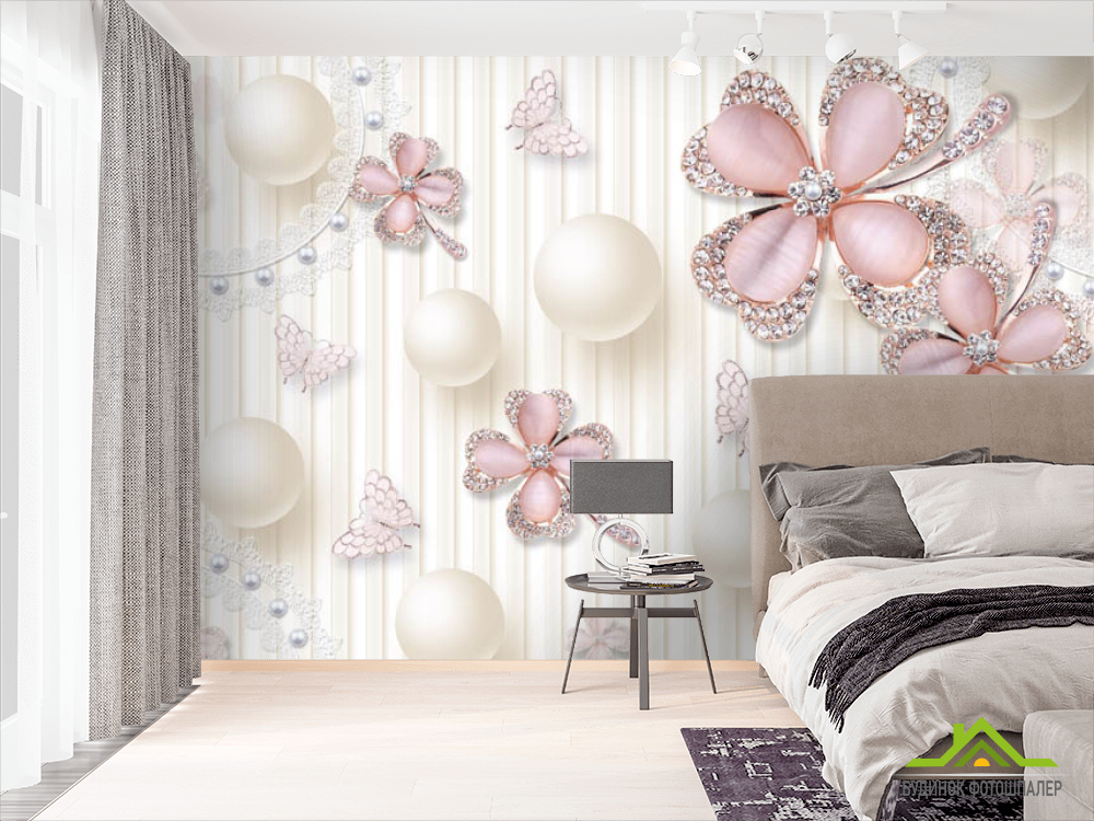 Фотошпалери рожеві брошки